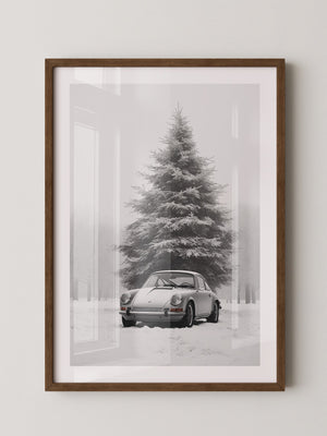 Porsche Schnee Tannenbaum Vintage