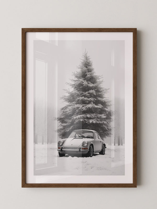 Porsche Schnee Tannenbaum Vintage