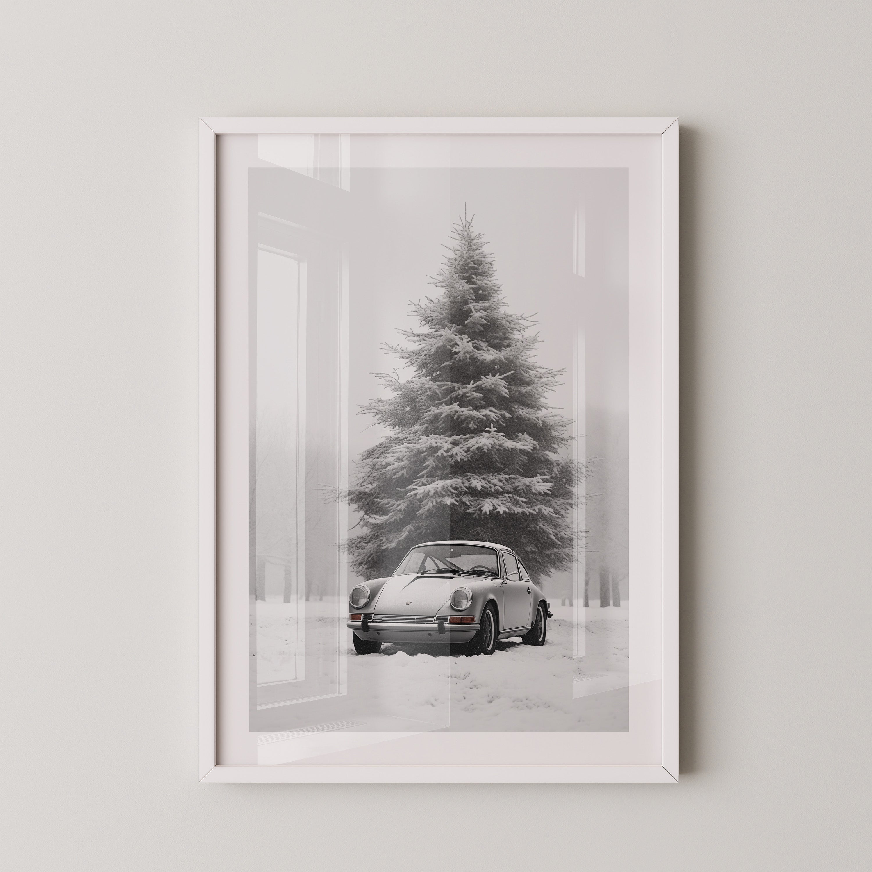Porsche Schnee Tannenbaum Vintage