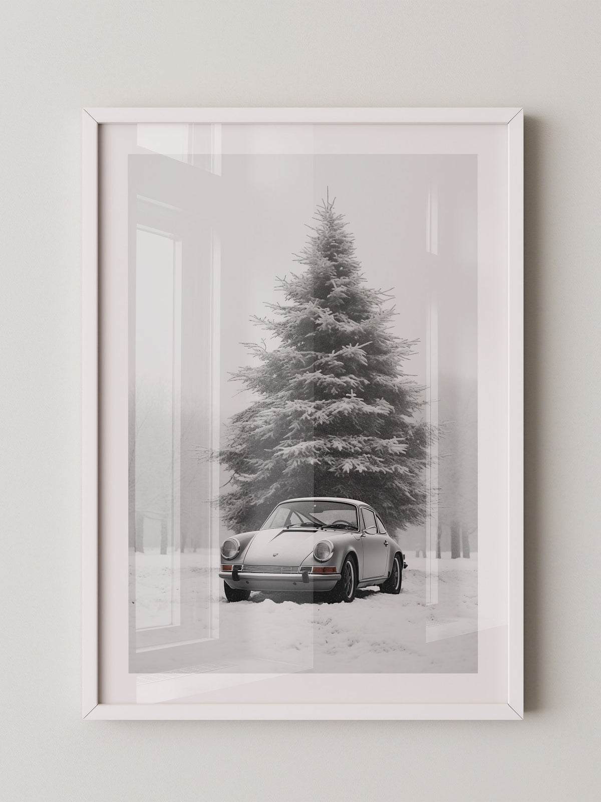 Porsche Schnee Tannenbaum Vintage