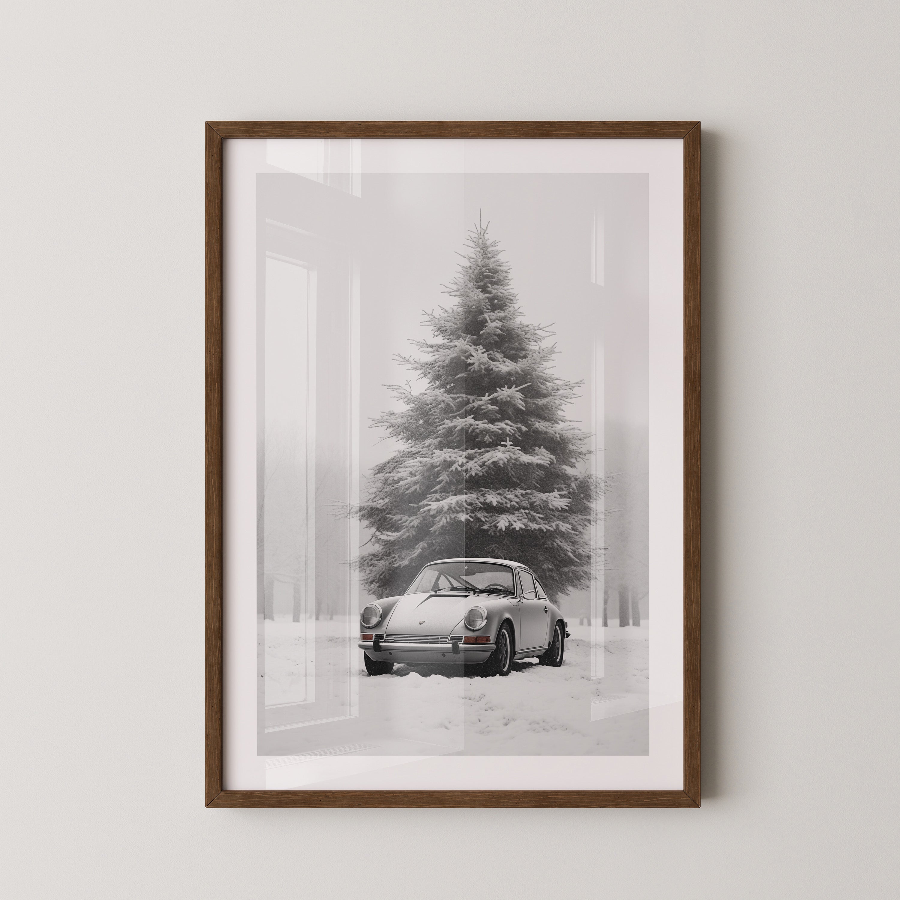 Porsche Schnee Tannenbaum Vintage