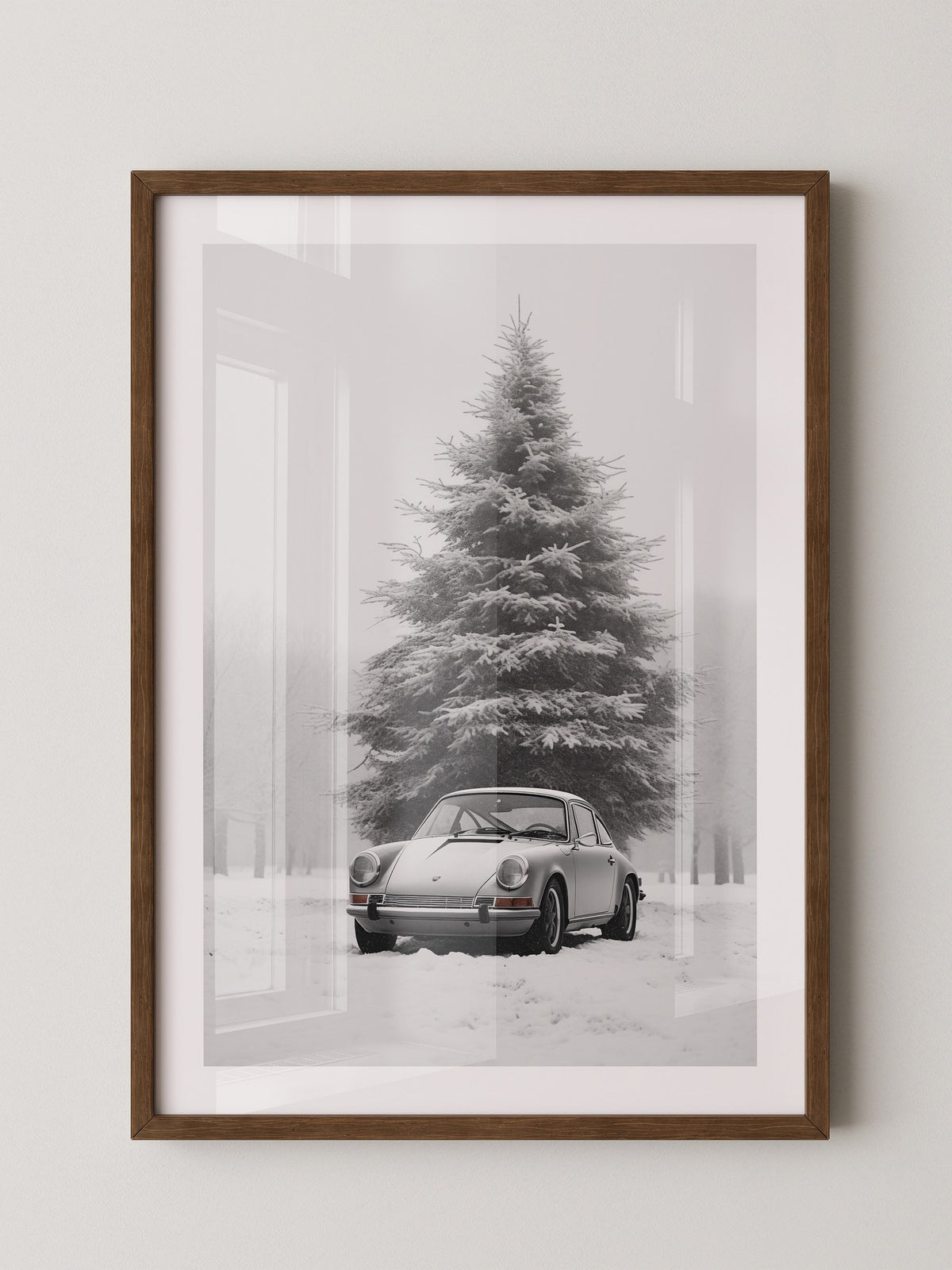 Porsche Schnee Tannenbaum Vintage