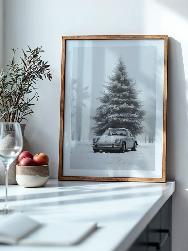 Porsche Schnee Tannenbaum Vintage