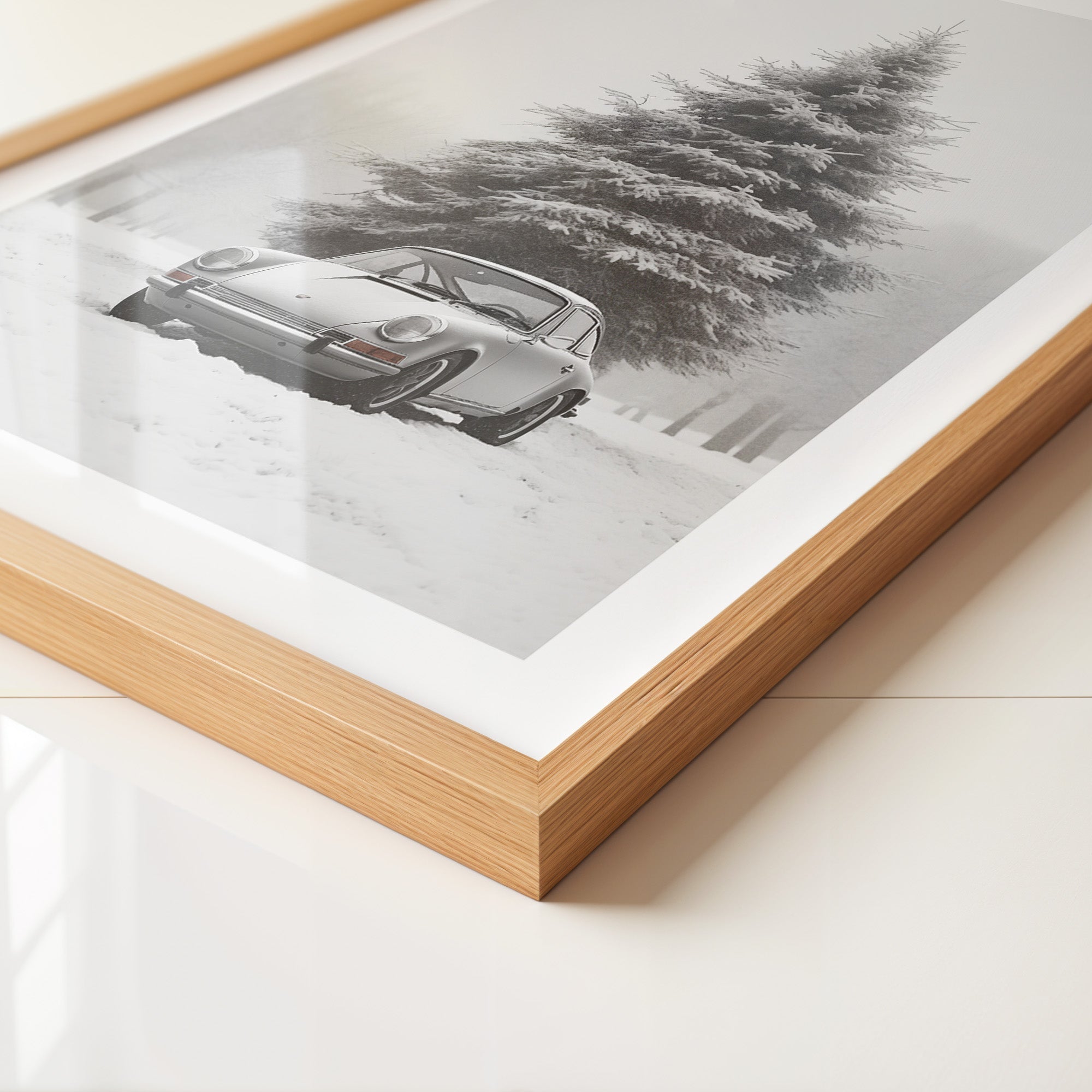 Porsche Schnee Tannenbaum Vintage