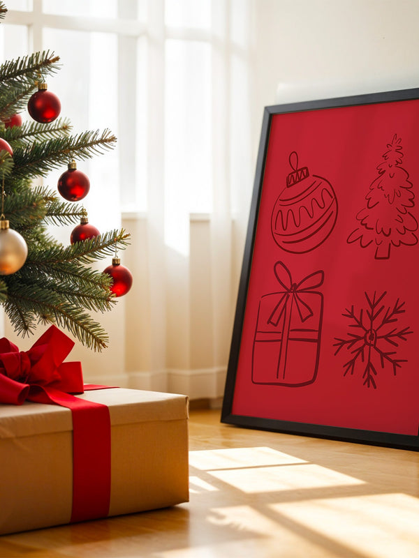 Weihnachtssymbole Rot Zeichnung
