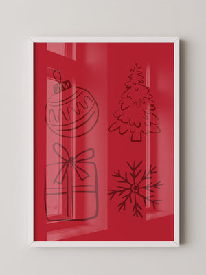 Weihnachtssymbole Rot Zeichnung