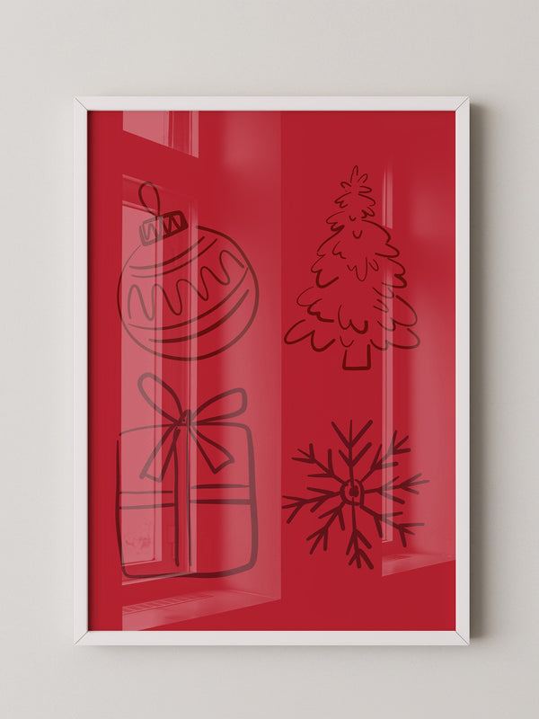 Weihnachtssymbole Rot Zeichnung