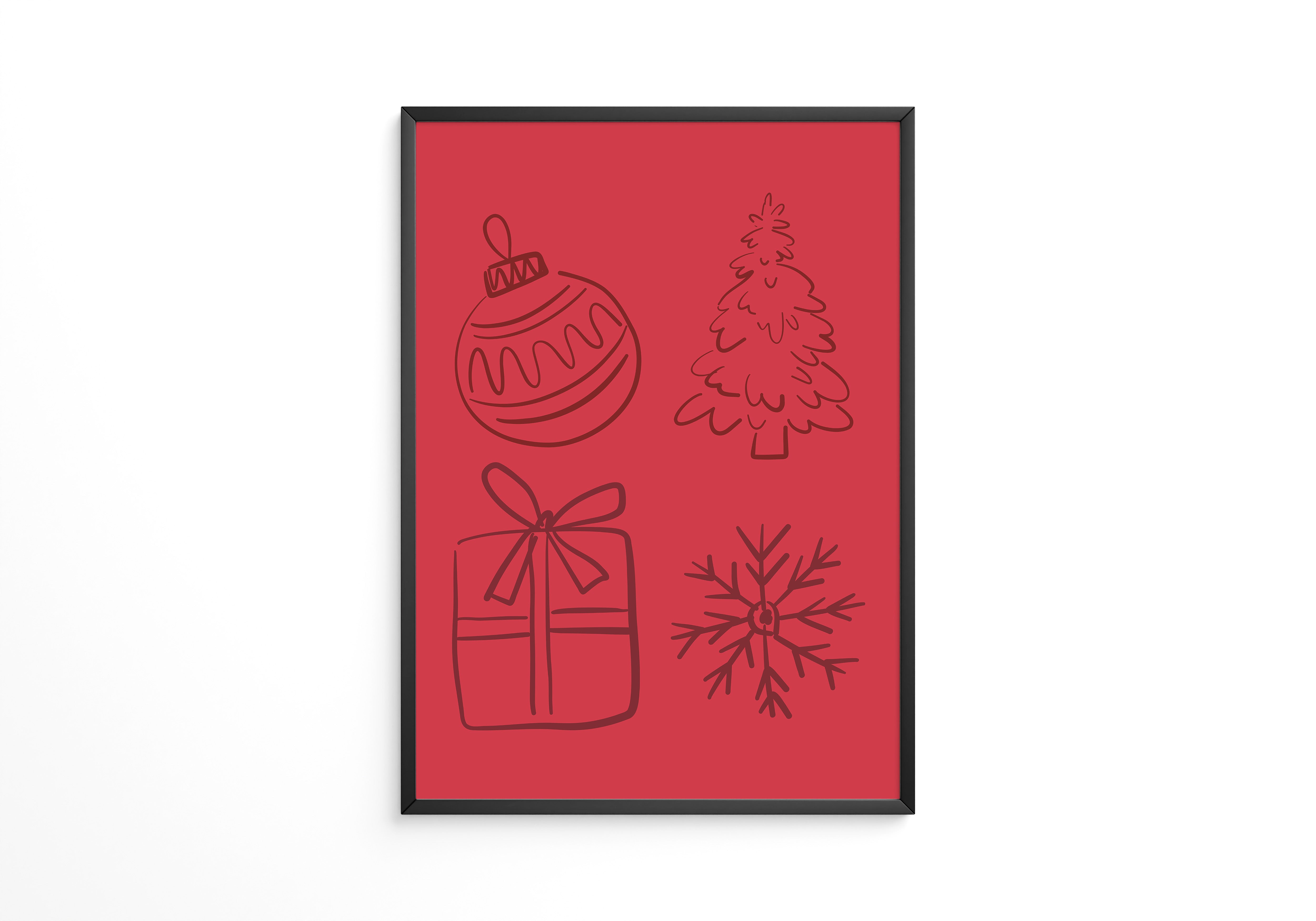 Weihnachtssymbole Rot Zeichnung