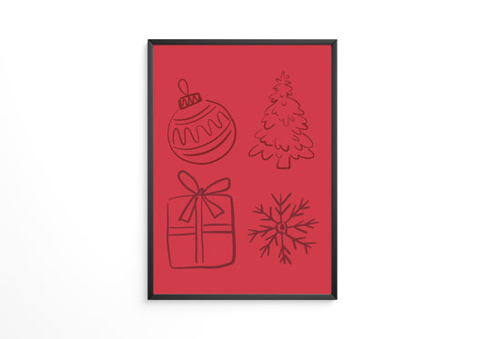 Weihnachtssymbole Rot Zeichnung