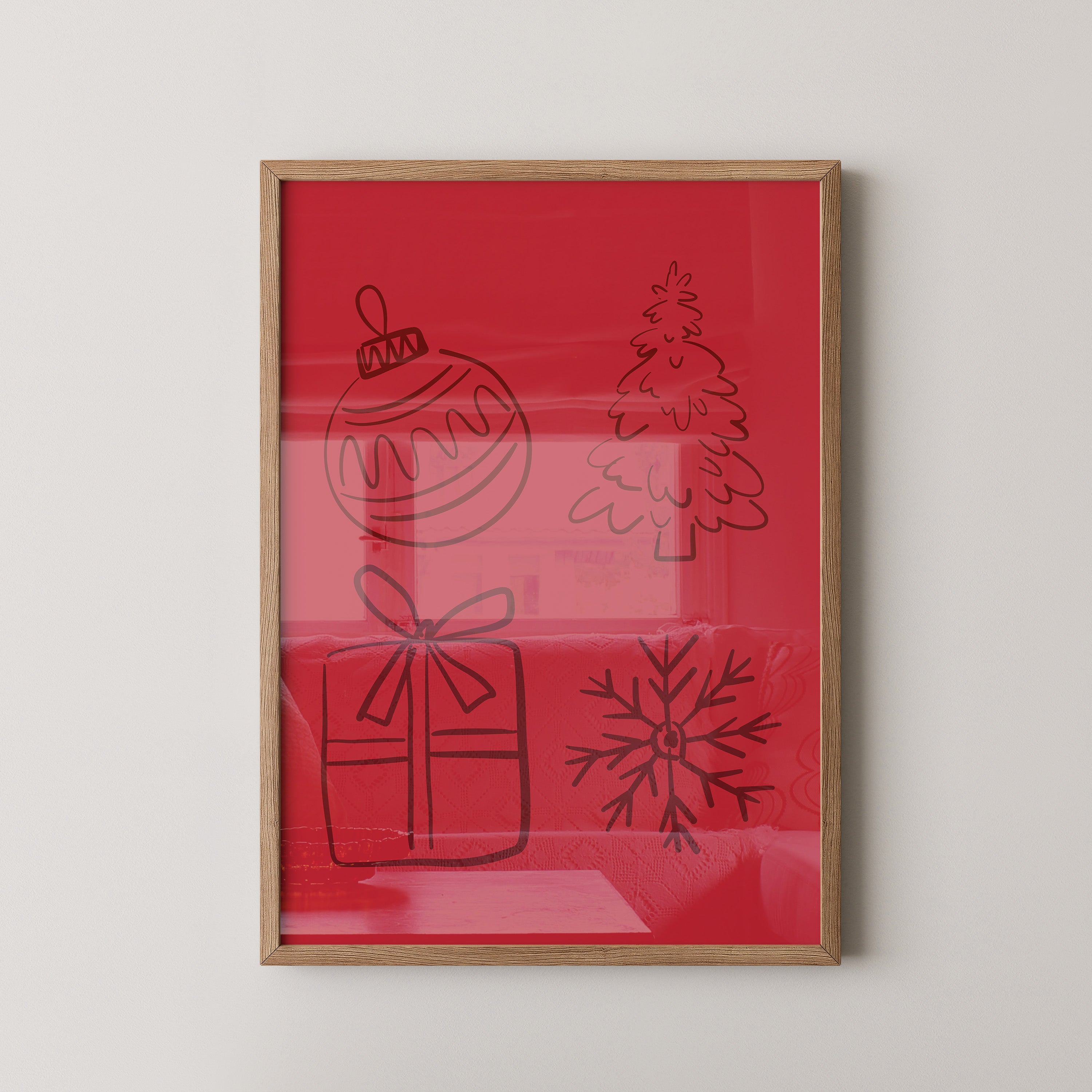 Weihnachtssymbole Rot Zeichnung