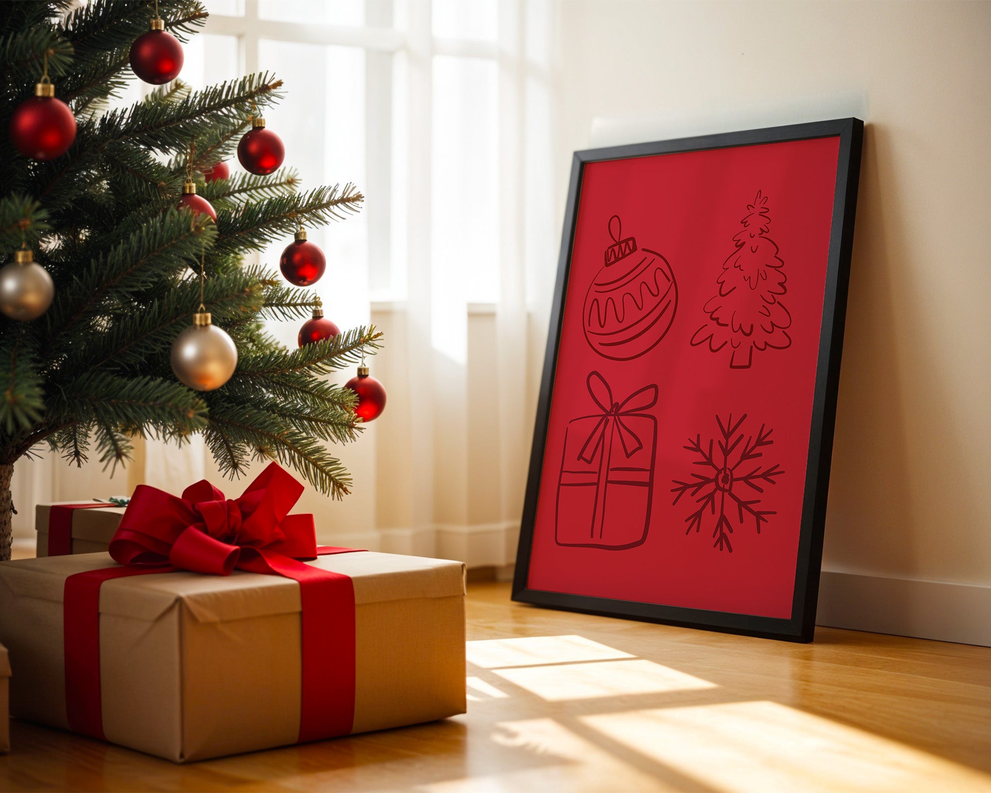 Weihnachtssymbole Rot Zeichnung