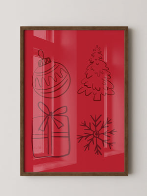 Weihnachtssymbole Rot Zeichnung