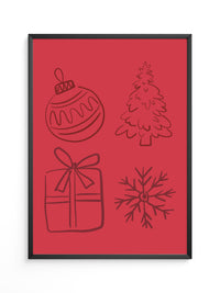 Weihnachtssymbole Rot Zeichnung
