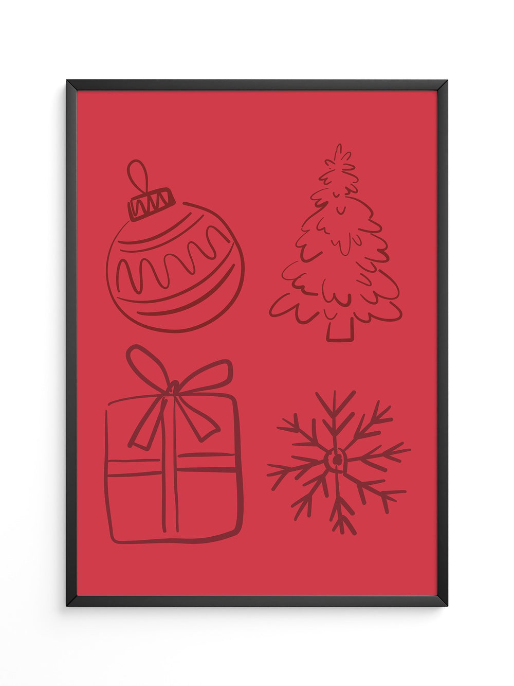 Weihnachtssymbole Rot Zeichnung