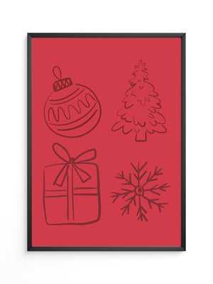 Weihnachtssymbole Rot Zeichnung