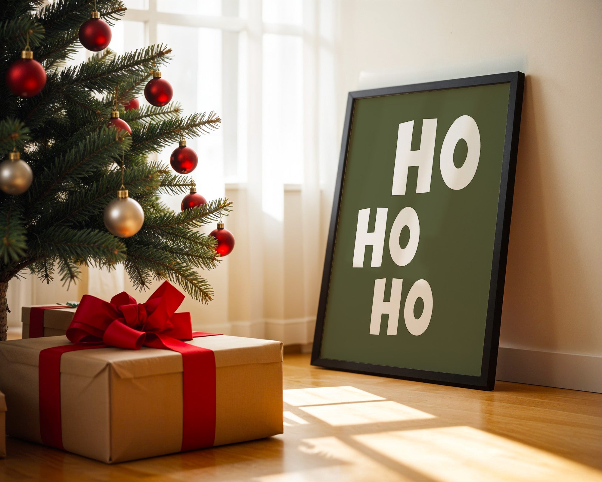 Ho Ho Ho Schriftzug Olivgrün