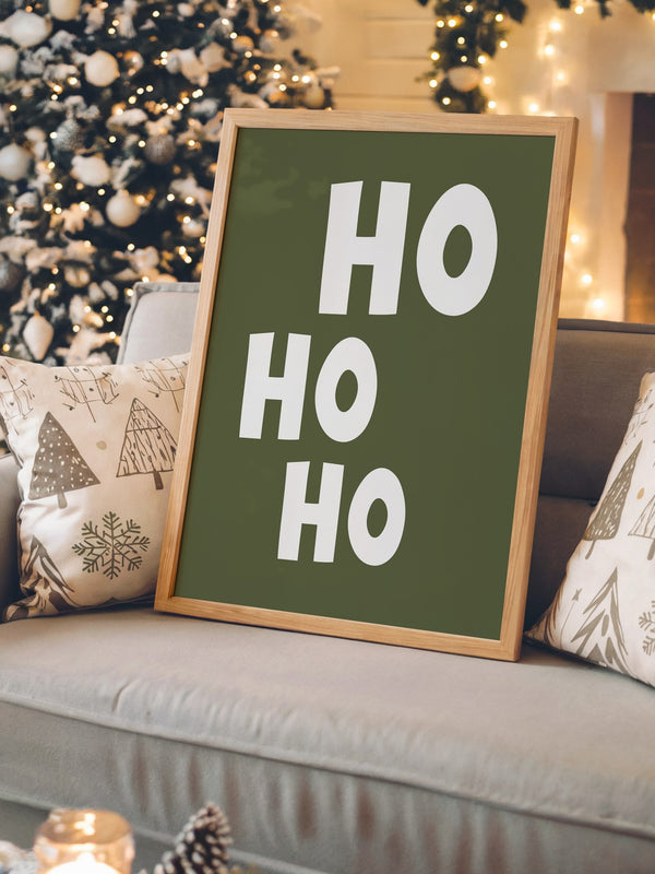 Ho Ho Ho Schriftzug Olivgrün