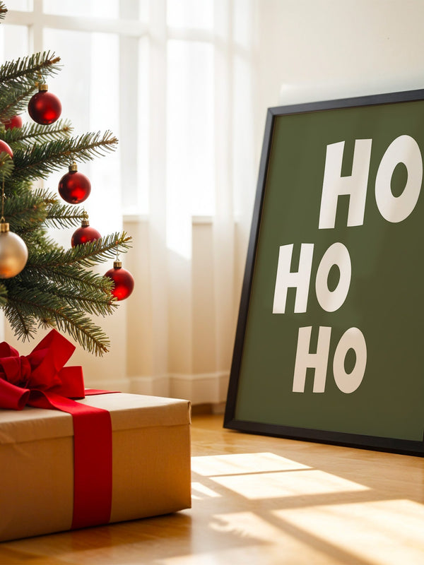 Ho Ho Ho Schriftzug Olivgrün