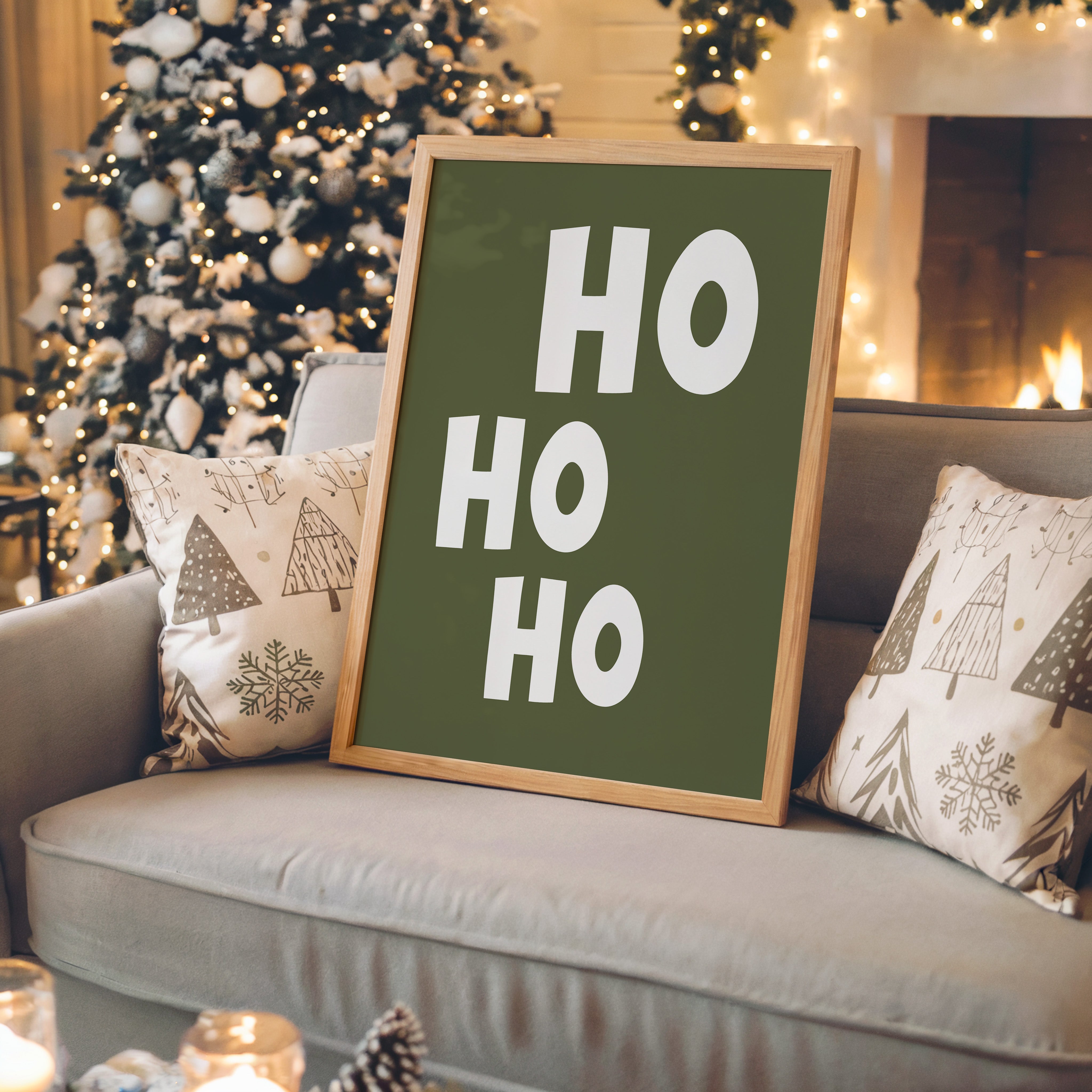 Ho Ho Ho Schriftzug Olivgrün