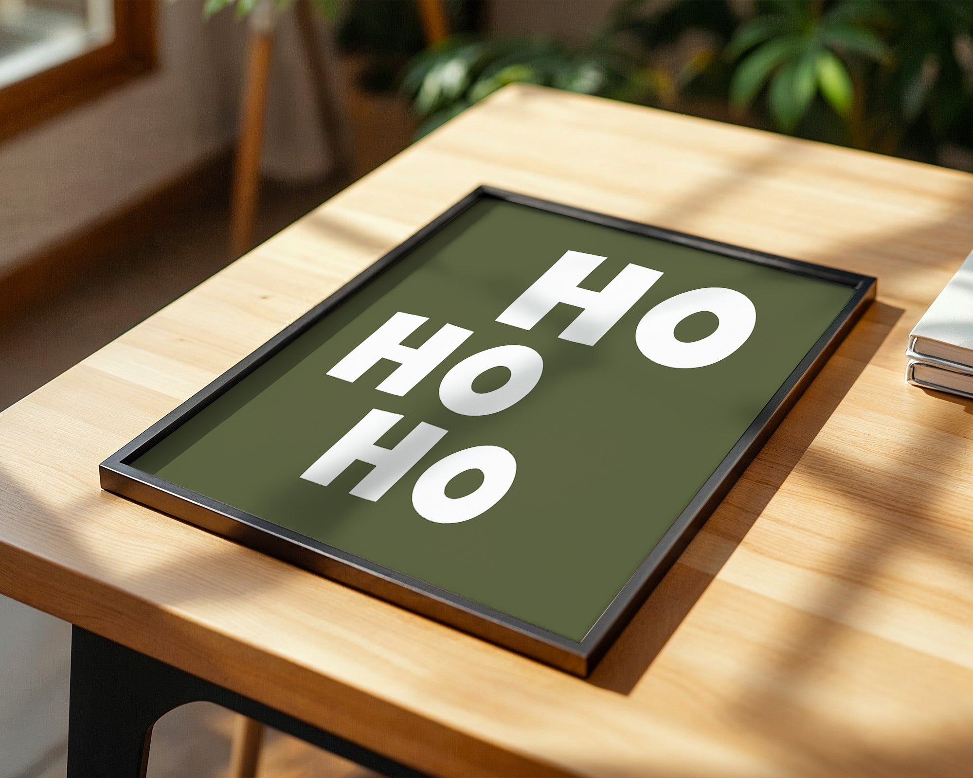 Ho Ho Ho Schriftzug Olivgrün