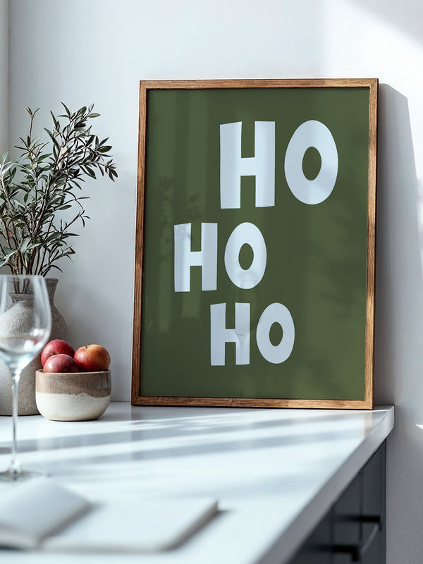 Ho Ho Ho Schriftzug Olivgrün