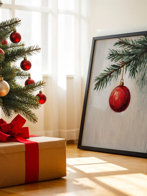 Weihnachtskugel Tannenzweig Malerei