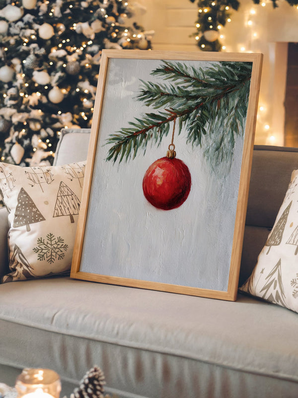 Weihnachtskugel Tannenzweig Malerei