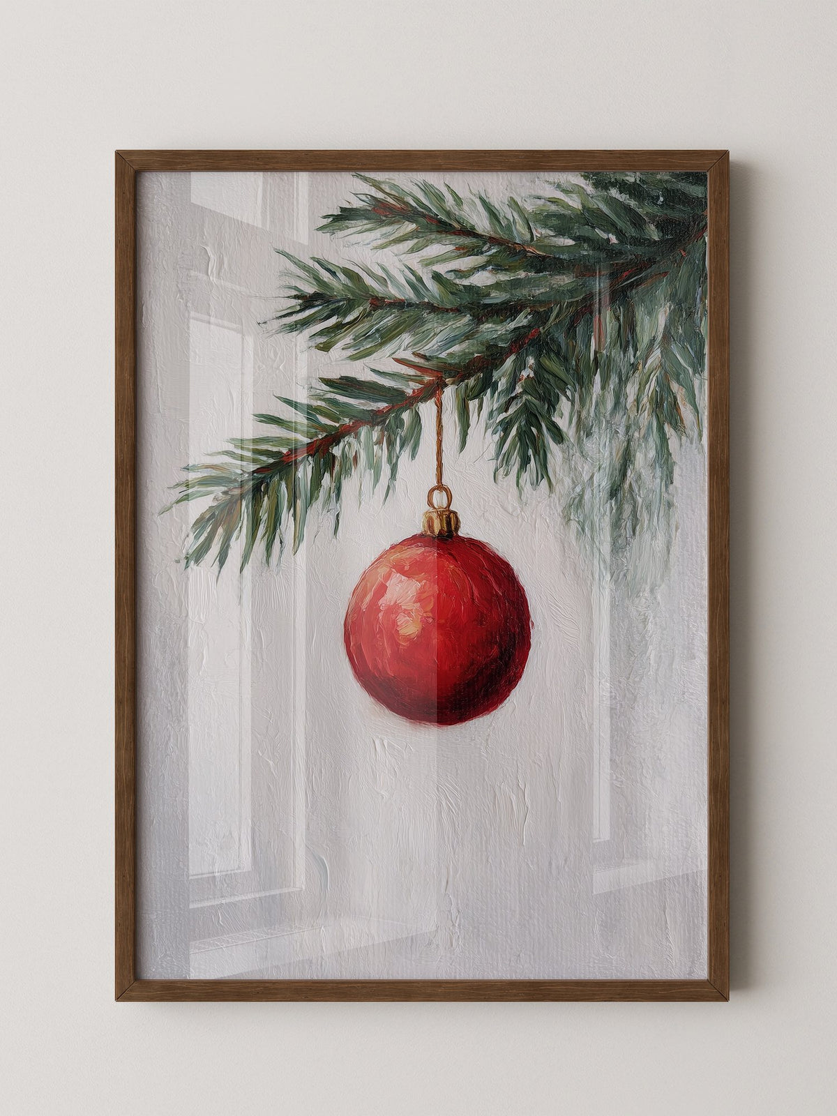 Weihnachtskugel Tannenzweig Malerei