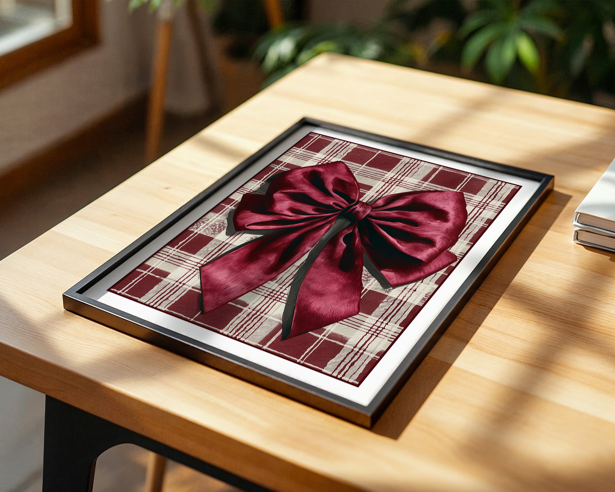 Rote Schleife kariertes Muster