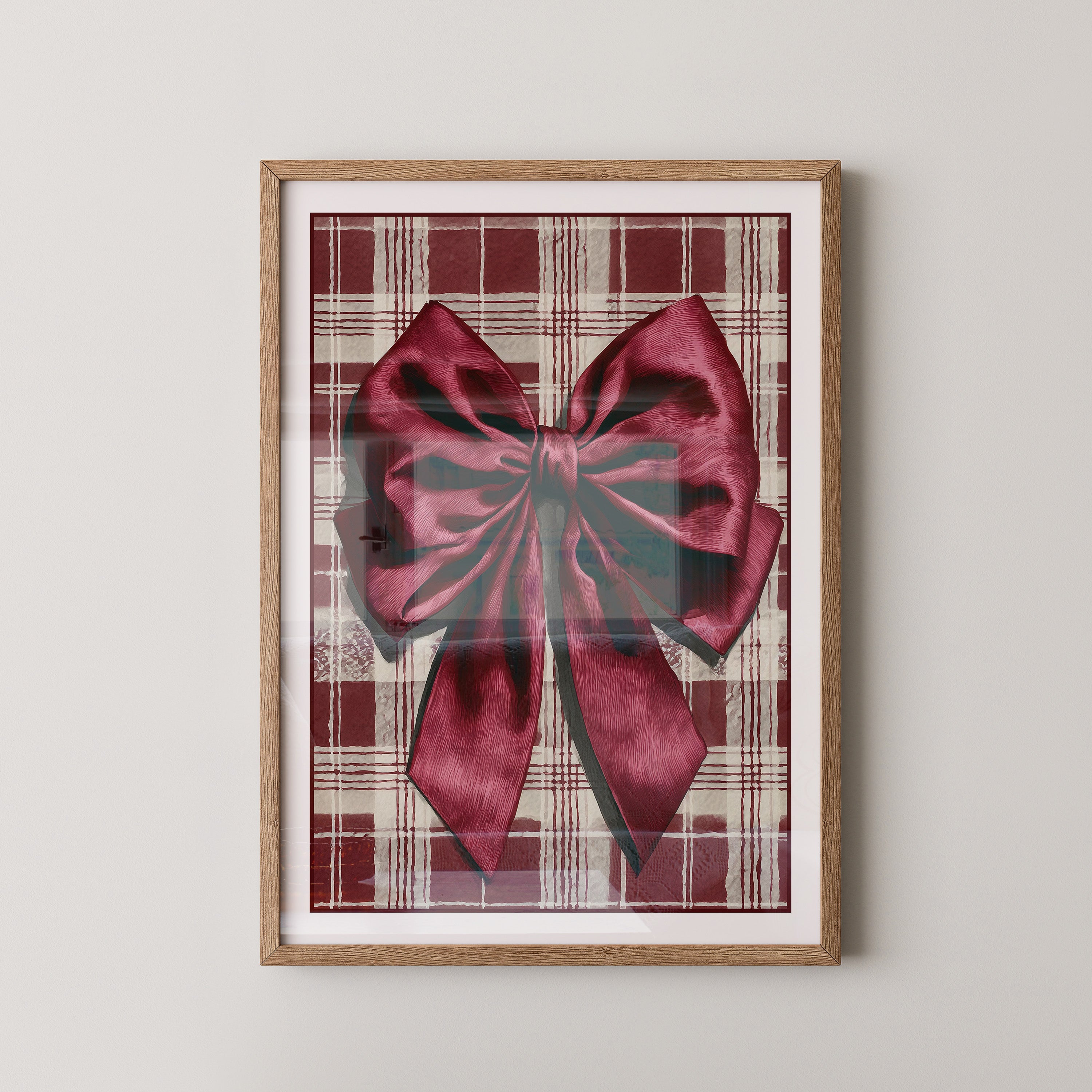 Rote Schleife kariertes Muster