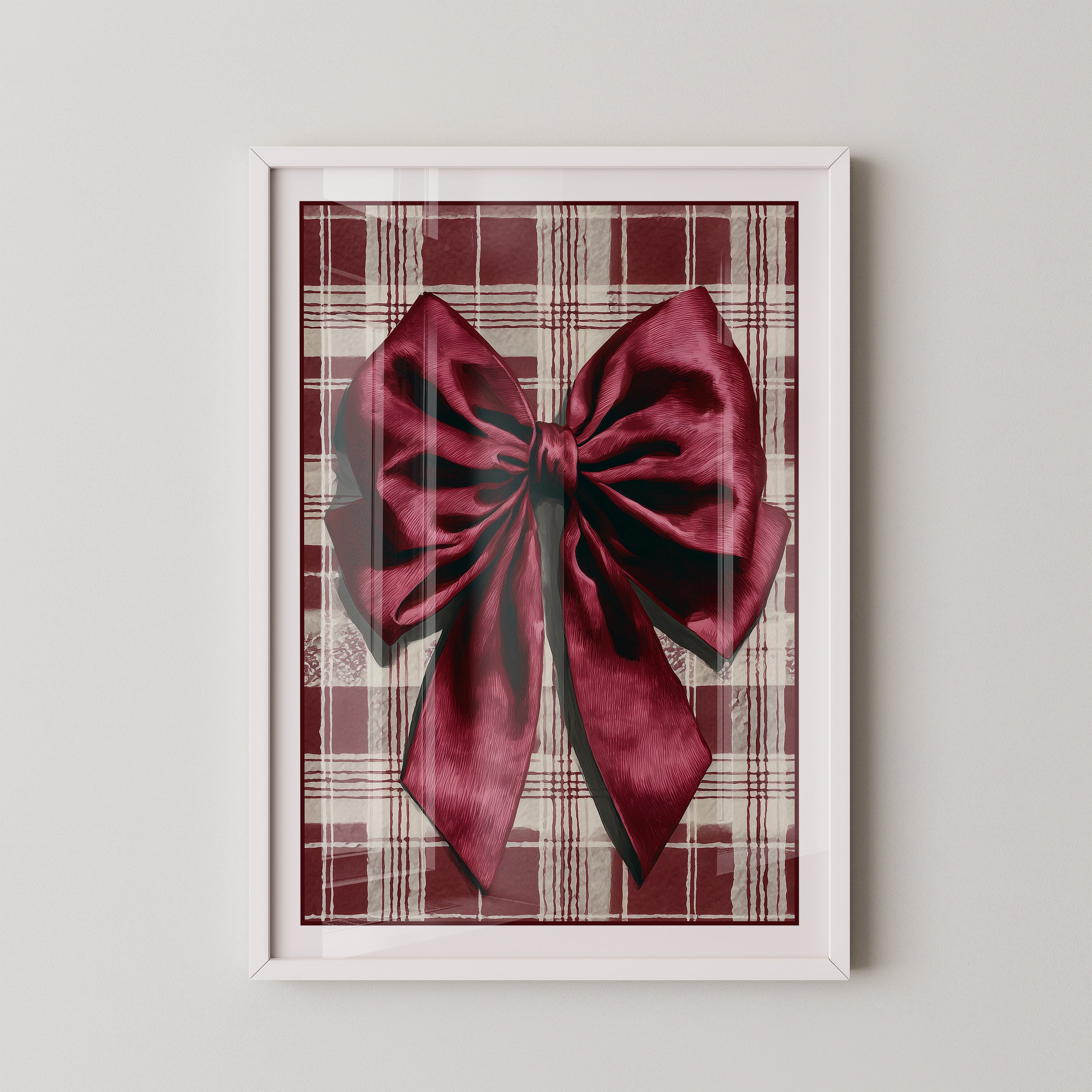 Rote Schleife kariertes Muster