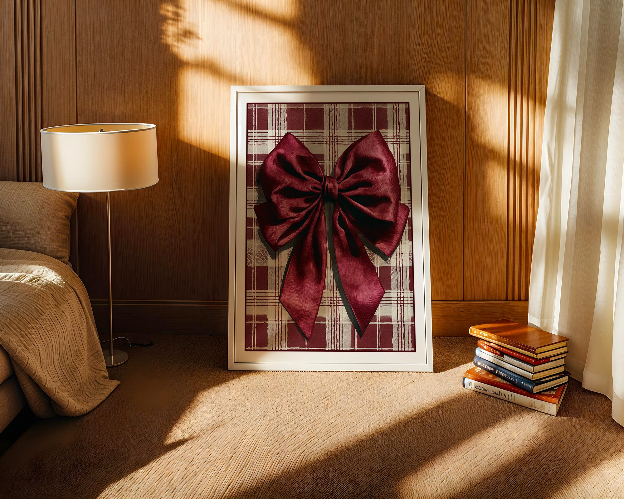 Rote Schleife kariertes Muster