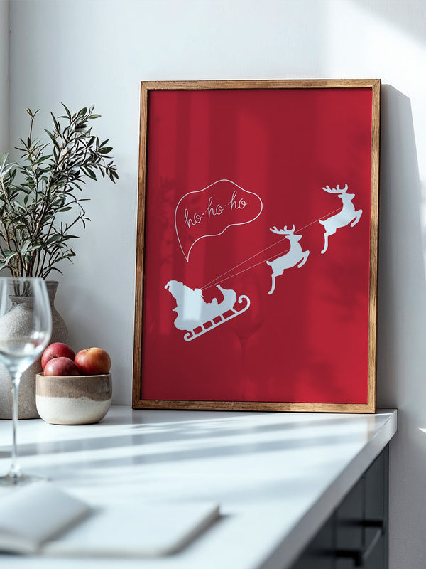 Weihnachtsmann Rentierschlitten Rot