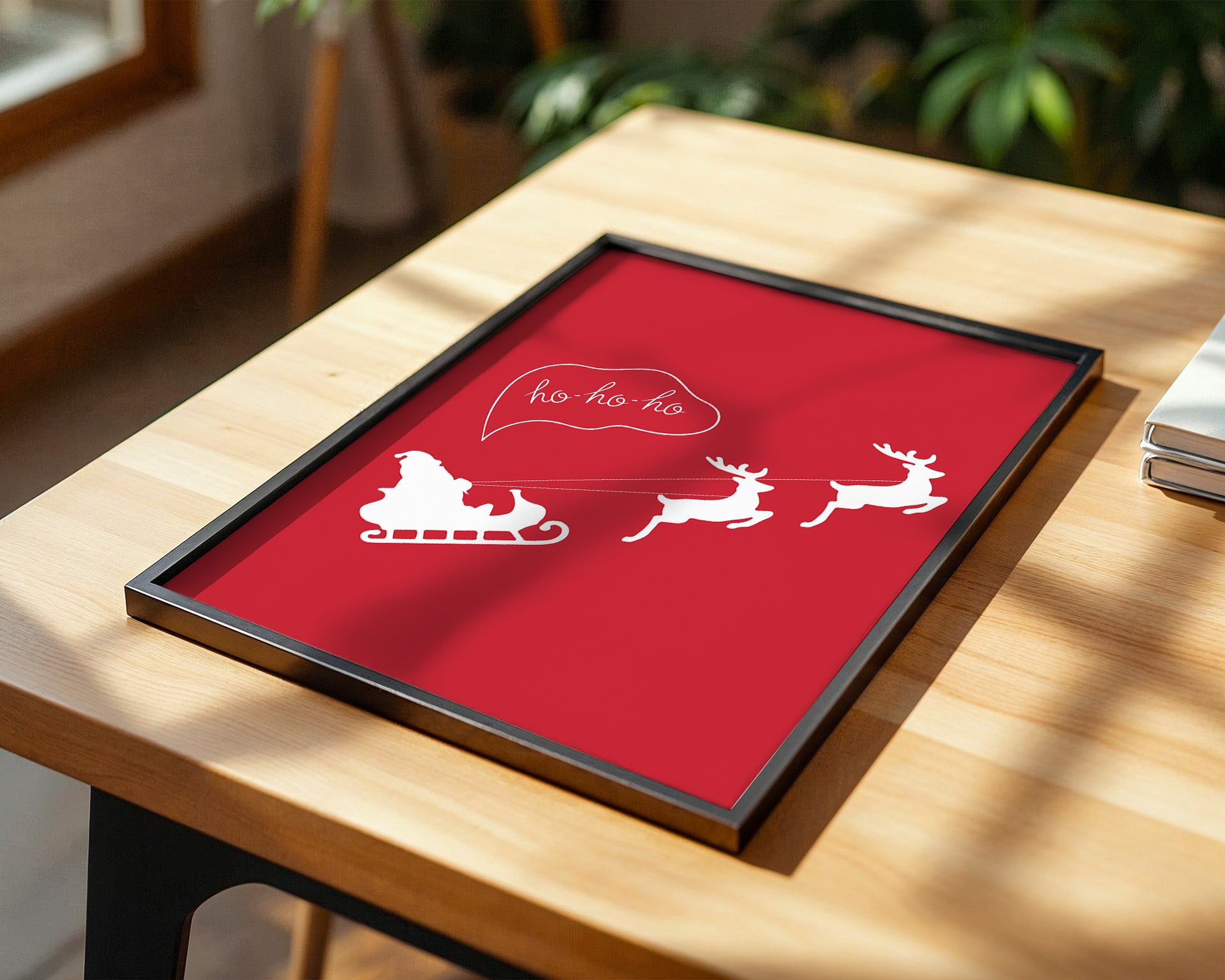 Weihnachtsmann Rentierschlitten Rot