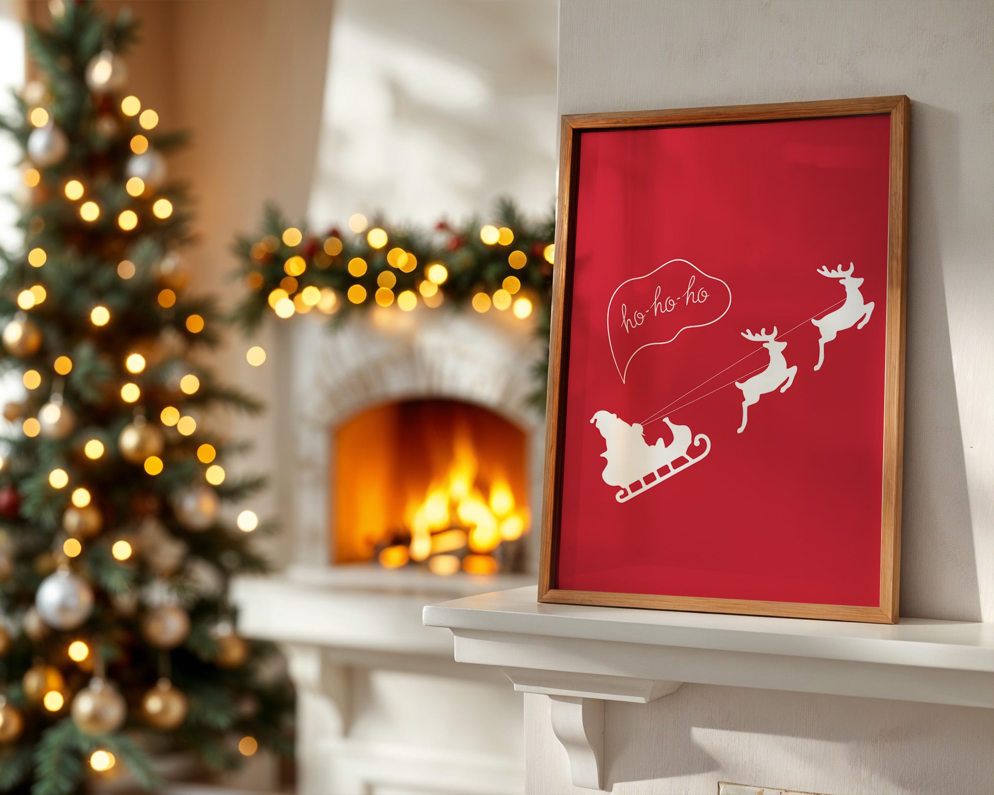 Weihnachtsmann Rentierschlitten Rot