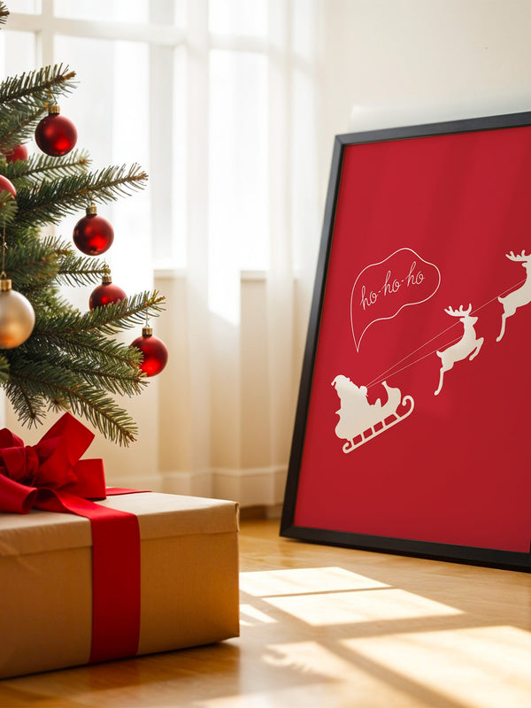Weihnachtsmann Rentierschlitten Rot