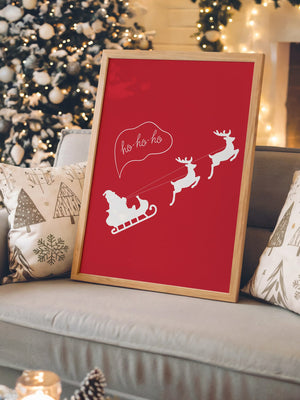 Weihnachtsmann Rentierschlitten Rot