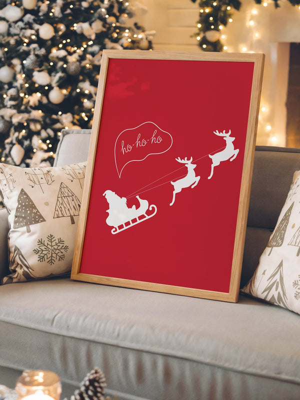 Weihnachtsmann Rentierschlitten Rot