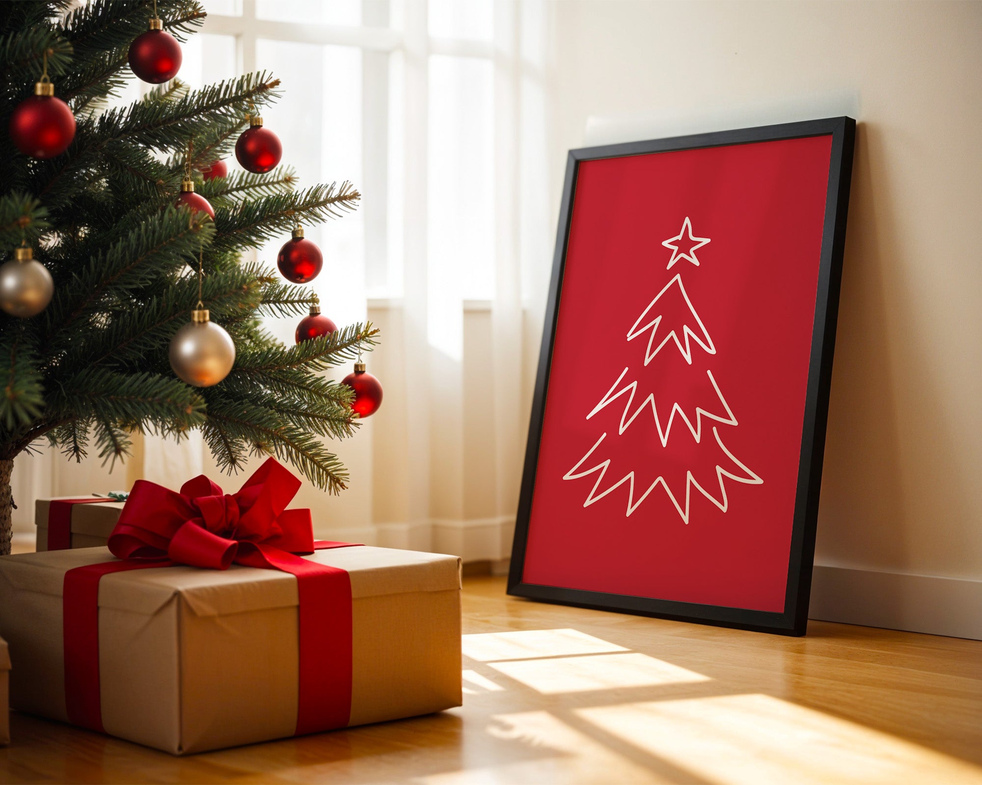 Weihnachtsbaum Rot Minimalistisch