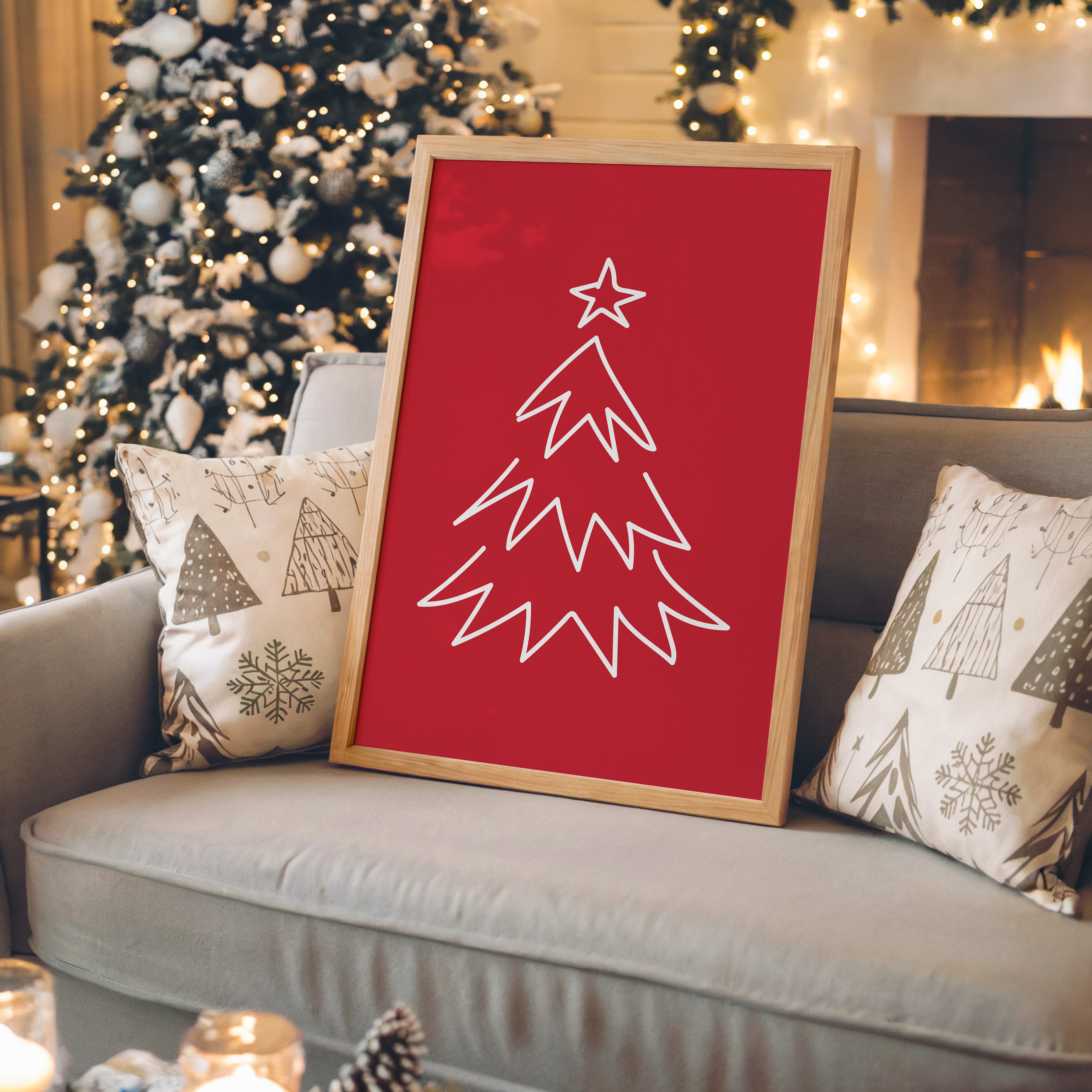 Weihnachtsbaum Rot Minimalistisch