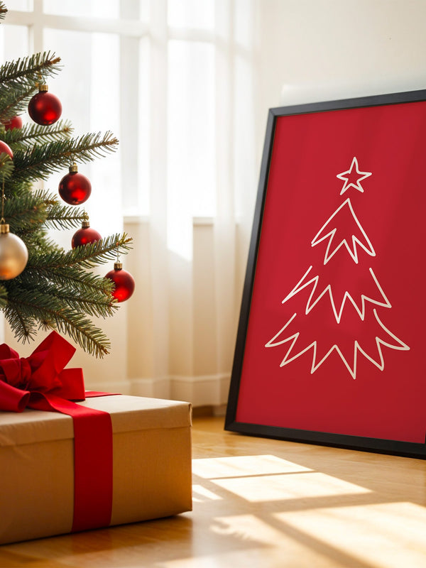Weihnachtsbaum Rot Minimalistisch