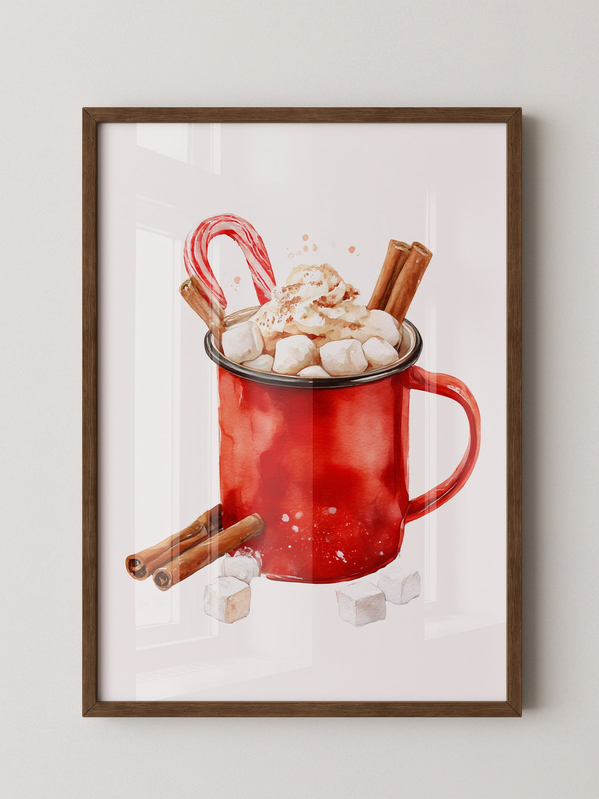 Rote Tasse Heißgetränk Weihnachtsstil