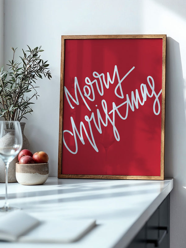 Weihnachtsgruß Kalligrafie Rot