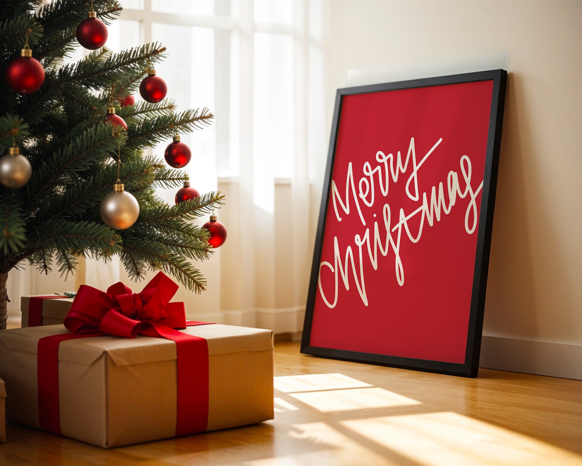 Weihnachtsgruß Kalligrafie Rot