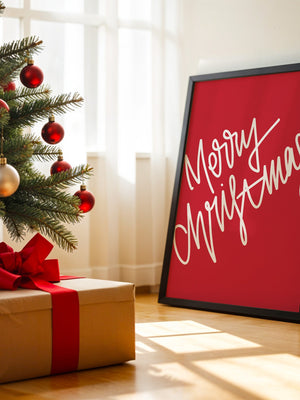 Weihnachtsgruß Kalligrafie Rot