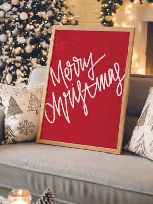 Weihnachtsgruß Kalligrafie Rot