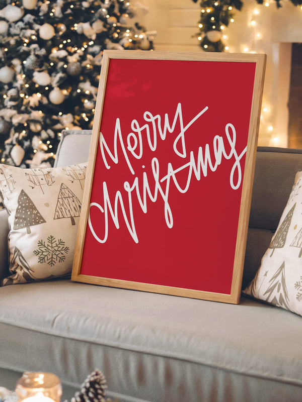 Weihnachtsgruß Kalligrafie Rot