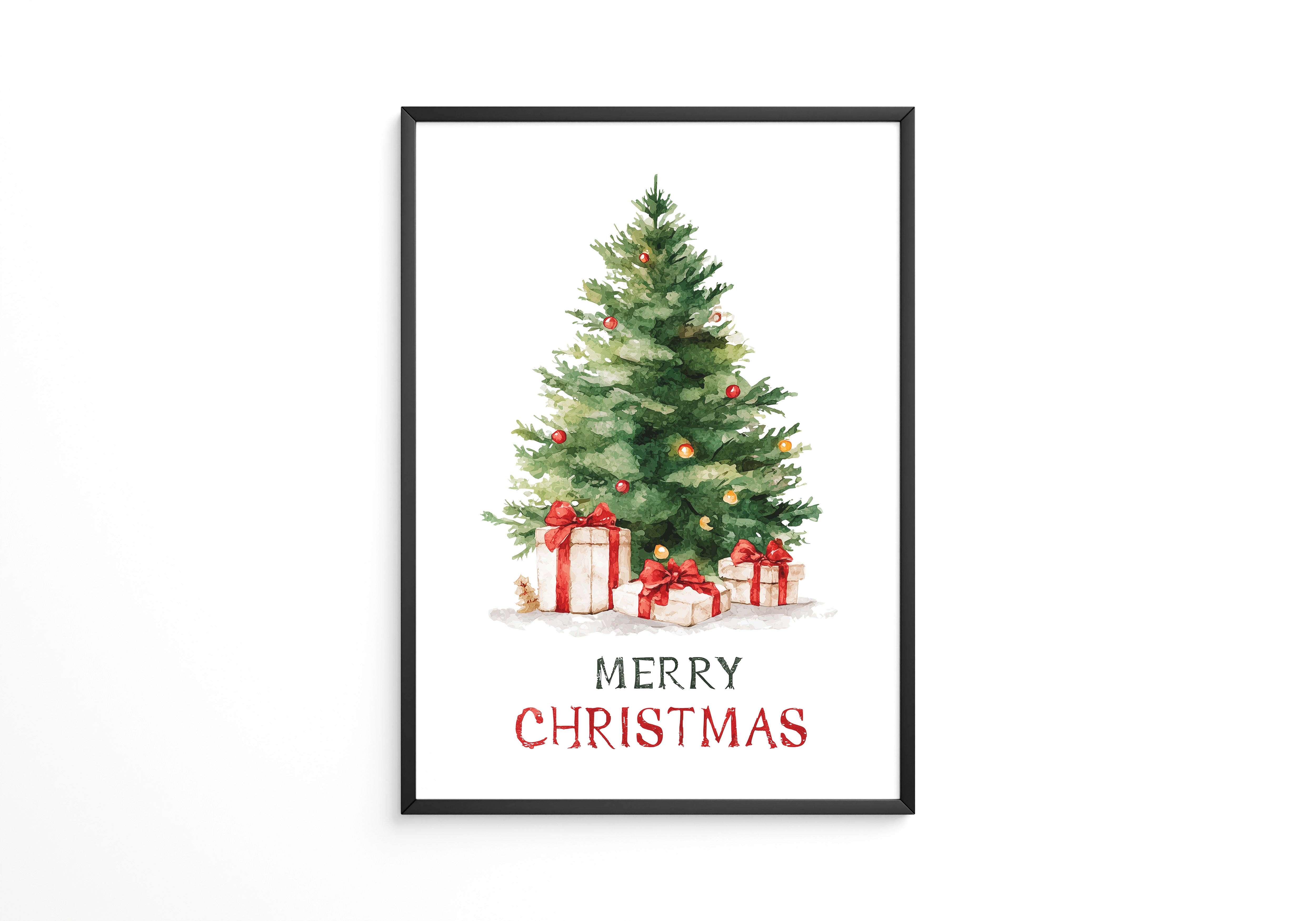 Weihnachtsbaum Geschenke Aquarell