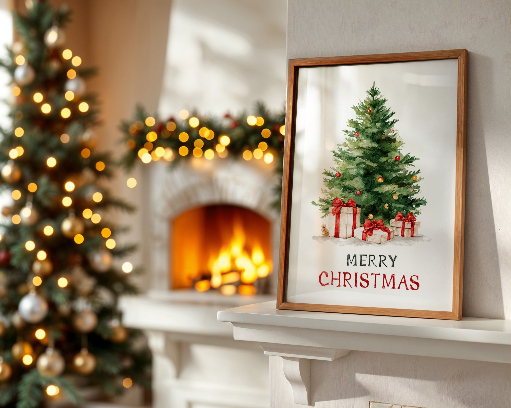 Weihnachtsbaum Geschenke Aquarell