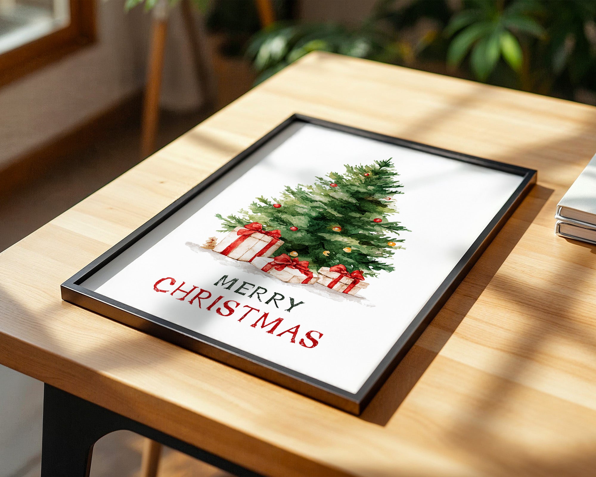 Weihnachtsbaum Geschenke Aquarell